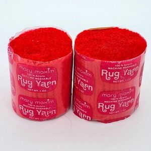 2 x Mary Maxim Pre-Cut Latch Hook Rug Yarn 1 oz. Vintage #30 Red Acrylic